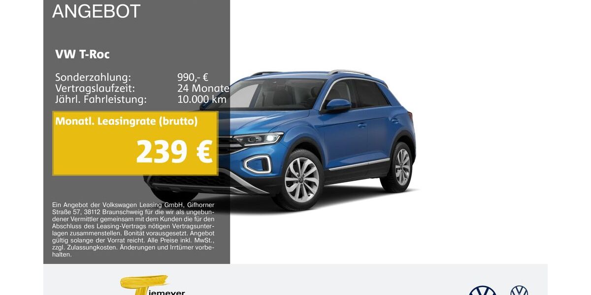 VW T-Roc 6.833 km 30.930 &euro; Marl 45770